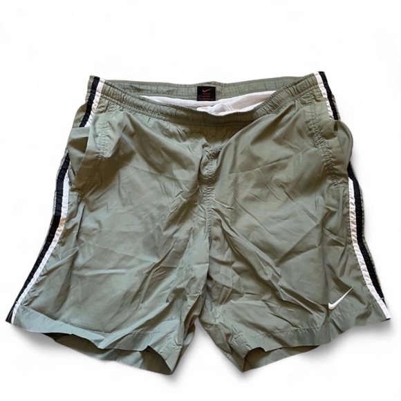 Vintage 90s Nike Swim Shorts Men's Small Lined Pockets Swoosh Sage Green - Picture 5 of 7